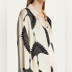 NWT! KHAITE Silk Bird Print Blouse